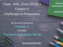 MCQs Challenges to Democracy - Class 10 Chapter-8 Civics