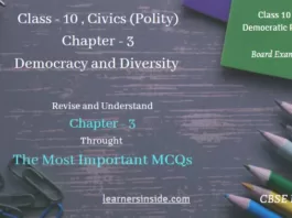 MCQs |Democracy and Diversity- Class 10 | Chapter-3 | Civics by Learners